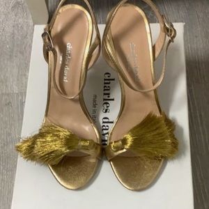Charles David gold tassel heel sandals- NWOT